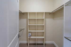 Spacious closet with carpet floors