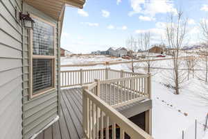 View of snow covered deck