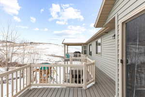 View of snow covered deck