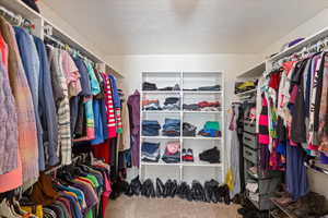 Spacious closet with carpet floors