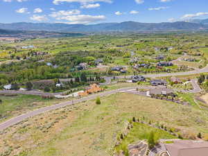 Drone / aerial view of a mountain backdrop