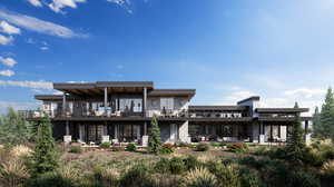 Back of house with a patio and a balcony