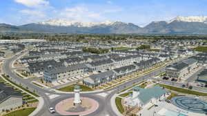 Aerial view featuring a mountain view and a residential view