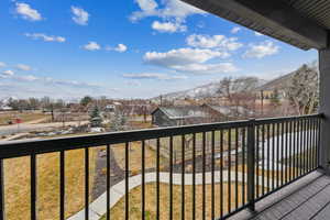 Balcony with a mountain view