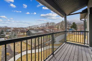 Balcony with a mountain view