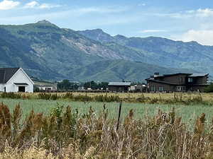 View of mountain background with rural landscape