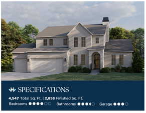 View of front of home featuring driveway, an attached garage, stucco siding, a chimney, and a front lawn