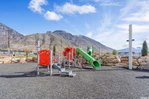 Community play area featuring a mountain view