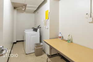 Clothes washing area with laundry area and washer and clothes dryer