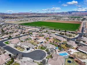 Birds eye view of property featuring a mountain view and a residential view