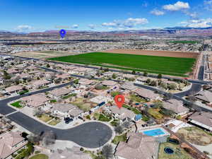 Aerial view with a mountain view and a residential view