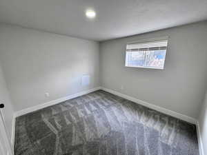 Carpeted spare room with baseboards