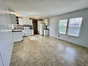 View of kitchen from the living space