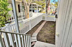 View of dog run from side door