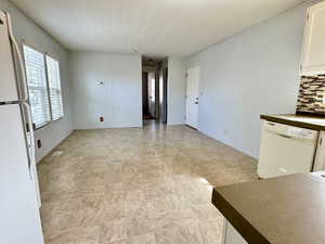 View of living space from the kitchen area