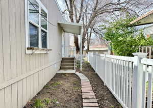 Dog run with view of side door