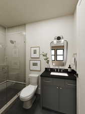 Rendering of Full bathroom with vanity and a shower stall