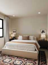 Rendering of Bedroom with recessed lighting