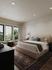 Bedroom featuring wood finished floors and recessed lighting