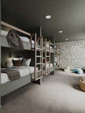 Bedroom with carpet floors and recessed lighting