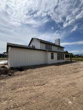 Rear view of house featuring a chimney