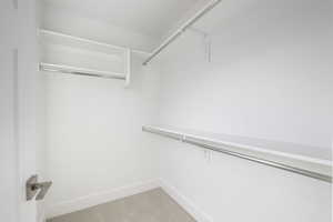 Spacious closet with carpet