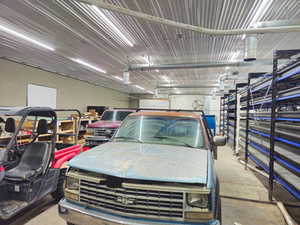 Garage with metal wall