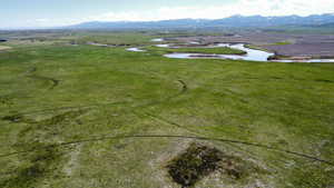 Drone / aerial view of a water and mountain view