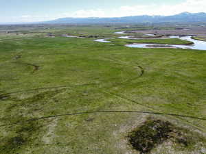 Drone / aerial view of a water and mountain view