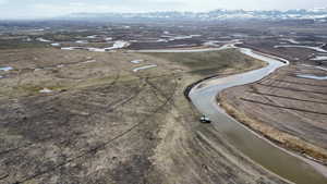 Aerial view featuring a mountain view