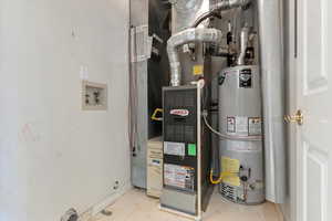 Utilities featuring gas water heater and heating unit