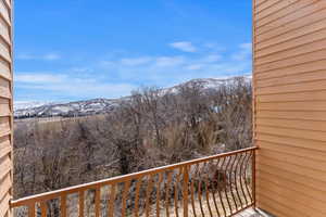 Balcony with a mountain view