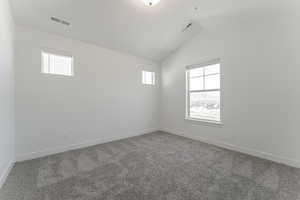 Spare room featuring carpet flooring, a healthy amount of sunlight, and visible vents