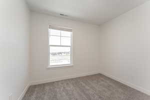 Spare room with light colored carpet, a healthy amount of sunlight, visible vents, and baseboards