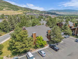 Drone / aerial view of a mountain backdrop