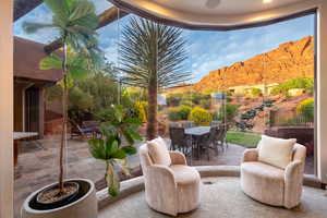 View of patio featuring outdoor dining area