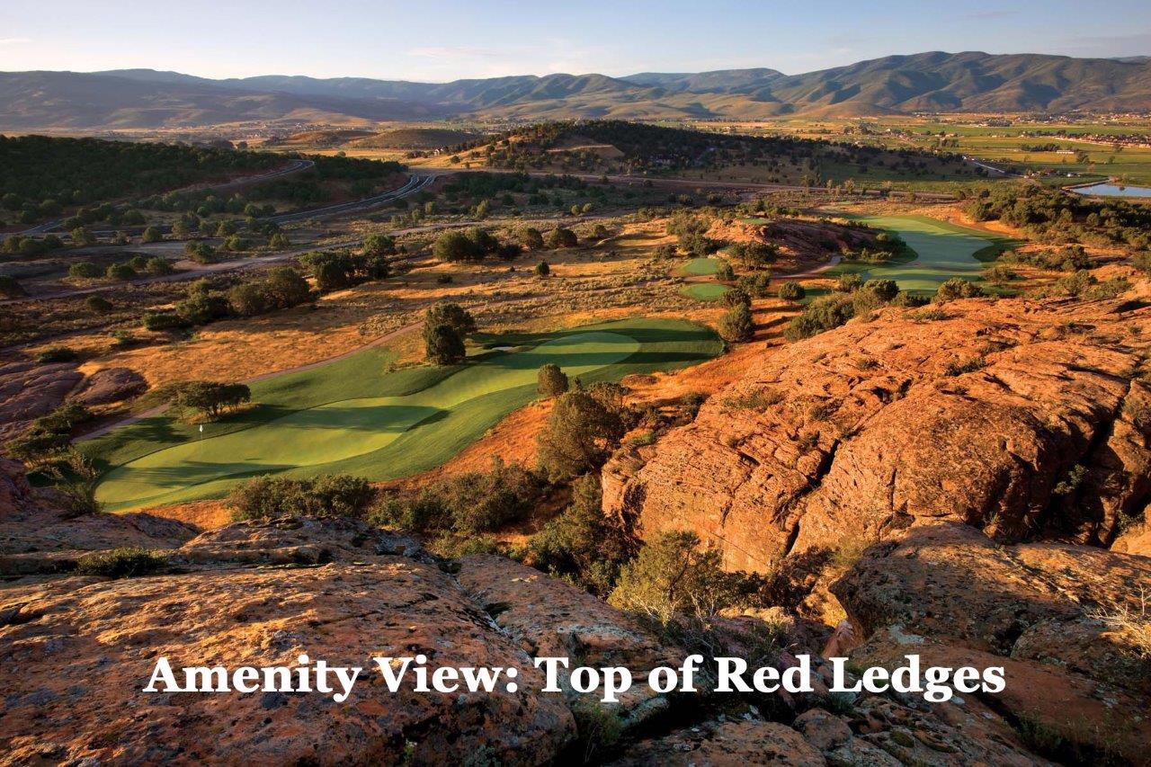 Mountain view featuring a local golf course