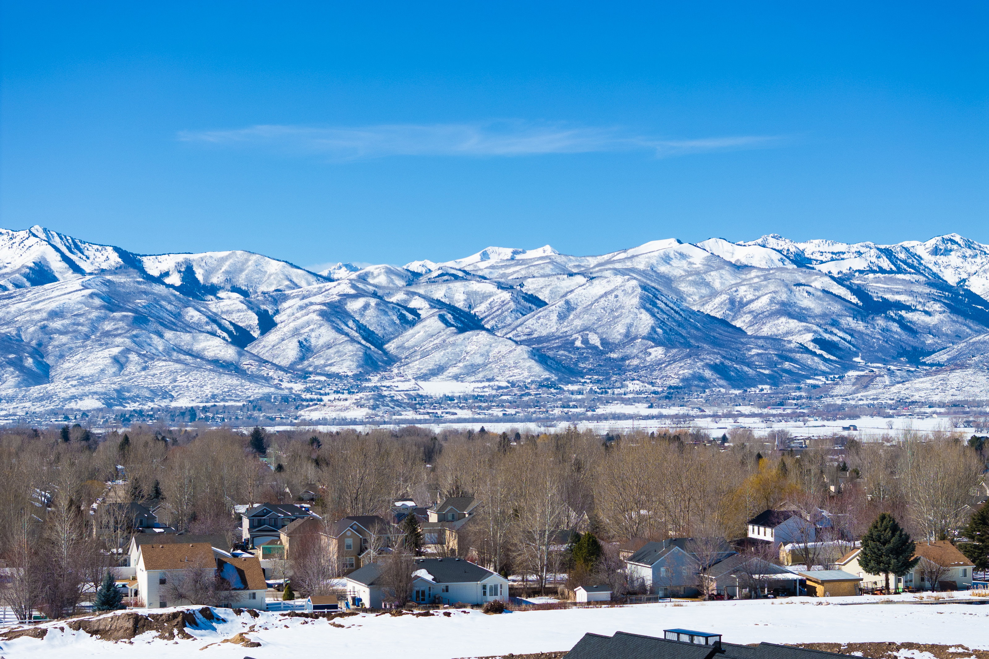 Mountain view with nearby suburban area