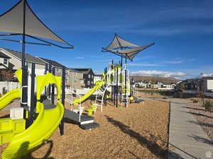 Community play area with a residential view