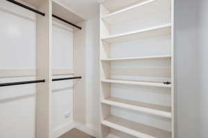 Spacious closet with carpet