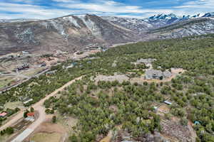 Drone / aerial view with a mountain view