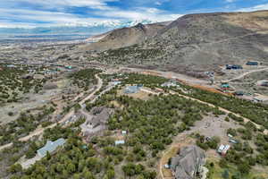 Drone / aerial view featuring a mountain view