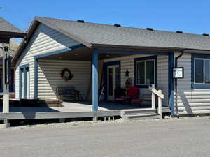 Shop entrance with porch