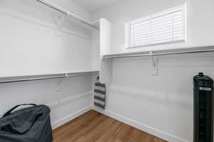 Spacious closet with wood finished floors