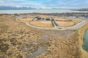 Bird's eye view featuring utah lake and mountain view, a large park south east of the neighborhood