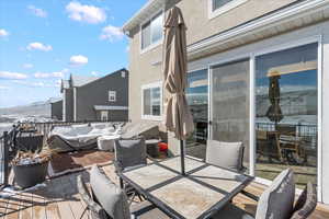 Wooden terrace with outdoor dining area