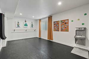 Interior space featuring recessed lighting and baseboards