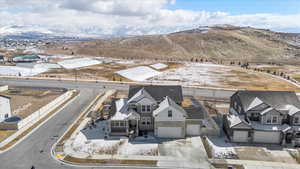 Drone / aerial view with a mountain view