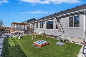View of yard featuring a fenced backyard and a patio area