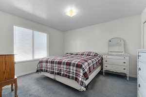 Bedroom with baseboards and carpet floors